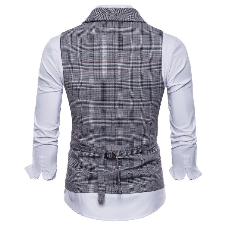 Spring and autumn new men's Plaid suit waistcoat business casual British gentleman formal large suit vest