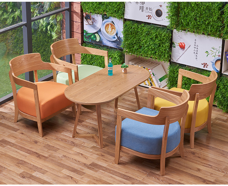 Cafe chair, casual solid wood chair, solid wood negotiation chair