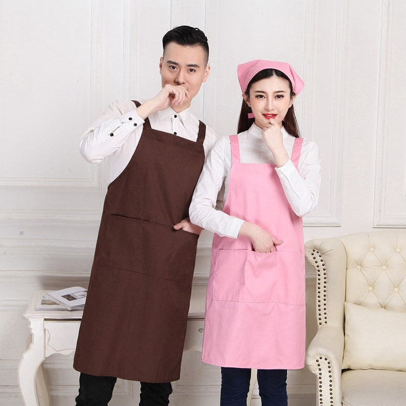 Estilo coreano moda lindo cocina restaurante ropa de trabajo para adultos hombres y mujeres delantal logotipo personalizado bordado impresión