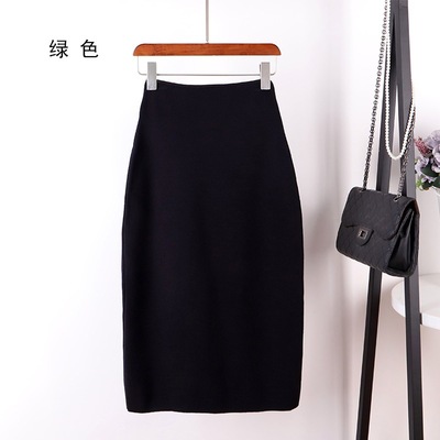 2018韩国东大门秋装新款女装性感显瘦包臀开叉针织半身裙