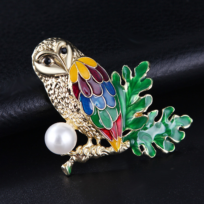 Broche en émail coloré en forme de hibou, simple et goutte d'huile, dessin animé coréen, accessoires pour vêtements_voghion.com