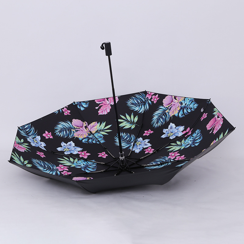 创意新款三折初夏系列防晒晴雨伞 黑胶防紫外线遮阳伞 创意太阳伞