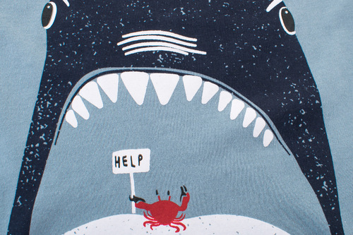 Wholesale New  Summer Kids' T-Shirts for European and American Children, Boys' Sweatshirts with Shark Cartoon Print