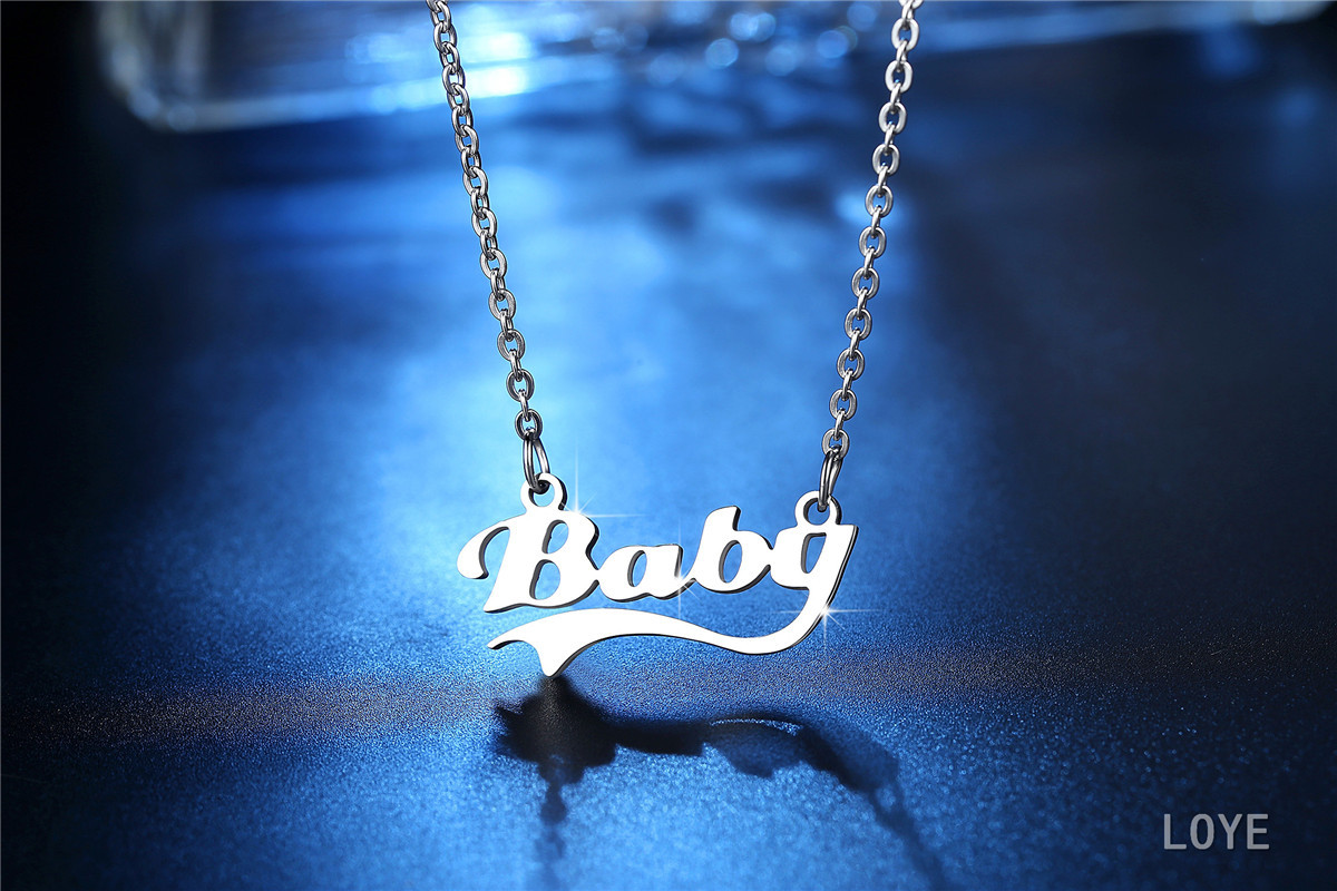 Fashion New Stainless Steel Letter Necklace display picture 2