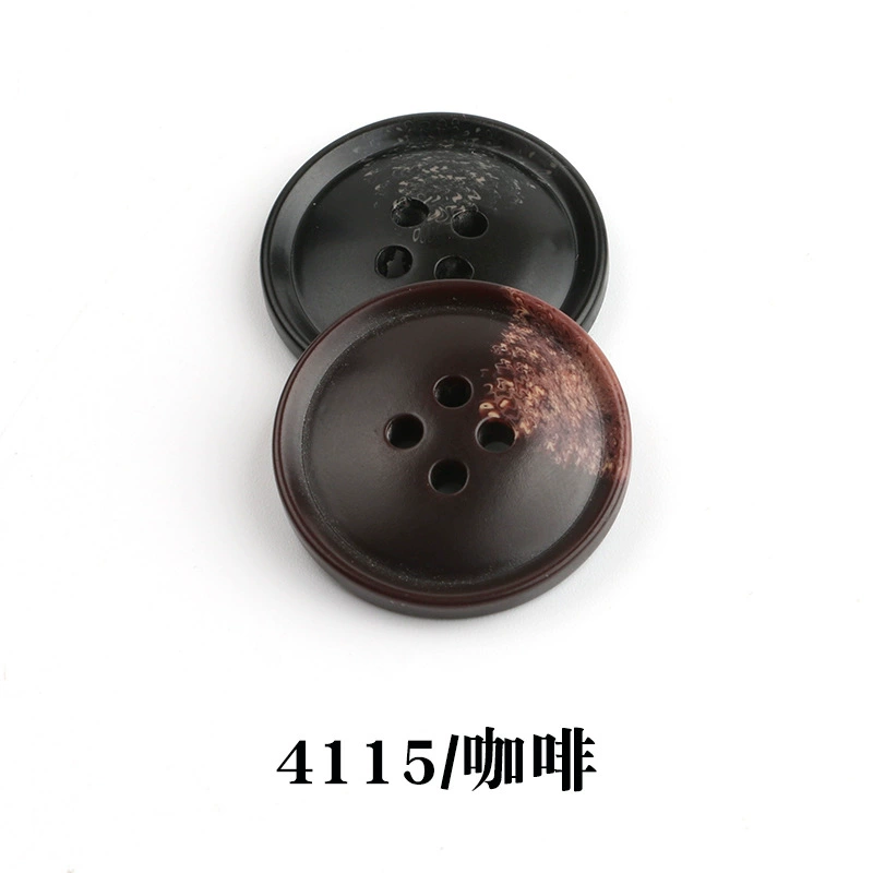 Spot wholesale resin pattern button suit button round edge four-eye coat windbreaker suit jacket button 4100