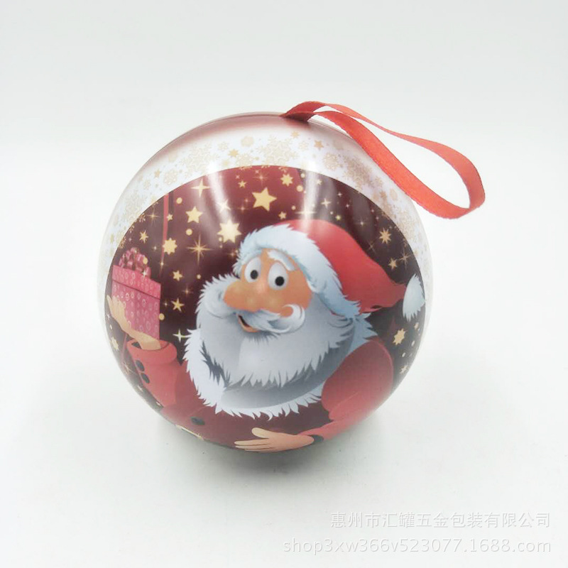 马口铁球形圣诞老人卡通印刷礼品盒圣诞节糖果盒铁盒定制