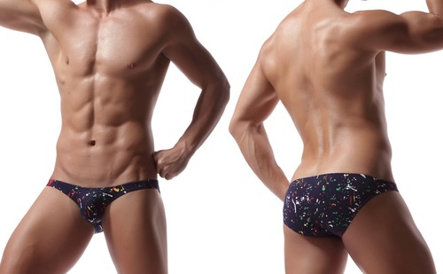 Wholesale AliExpress Foreign Trade Sexy Men's Underwear Printed Cotton Low Waist Paint Dot Briefs E046