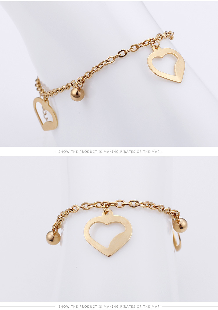 Fashion Heart Titanium Steel 18K Gold Plated Women'S Anklet display picture 4