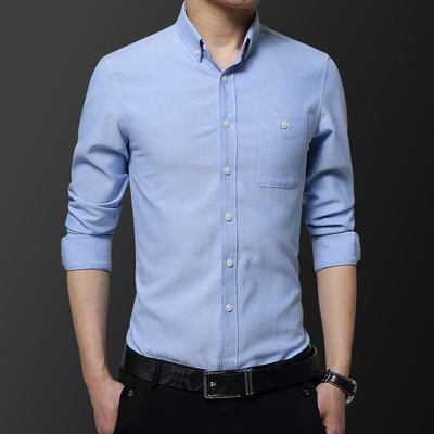 20 Spring shirt man leisure time Solid Korean Edition Self cultivation business affairs Long sleeve shirt Trend Oxford formal wear