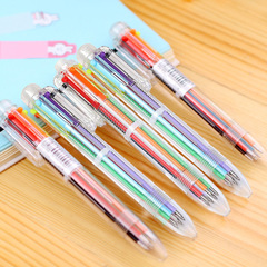 Multicolored transparent ballpoint pens Cute multicolored ballpoint pens with transparent barrels Multifunctional click pens with 6 refills