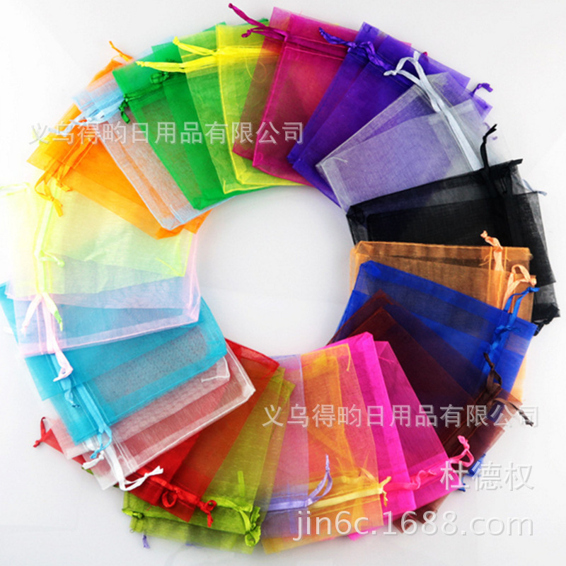 纯色纱袋束口香包袋、人工皂气泡袋礼品饰品工艺品包装袋欧根纱袋