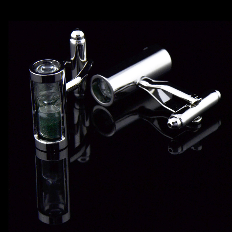 英博 墨绿时光沙漏水晶袖扣袖钉男法式袖纽扣075cufflinks/991687