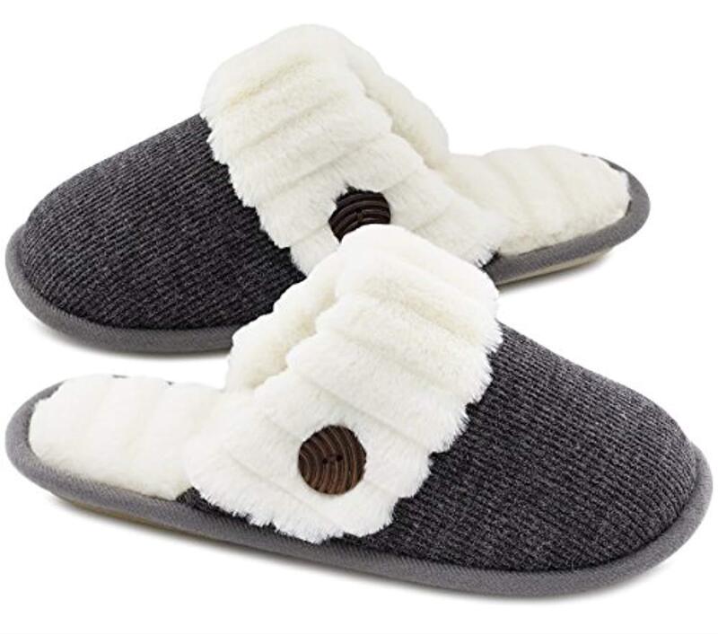 Spot Cross-Border E-Commerce Amazon Flying Slippers Memory Foam Women's Blurred Knitted Slippers for Home