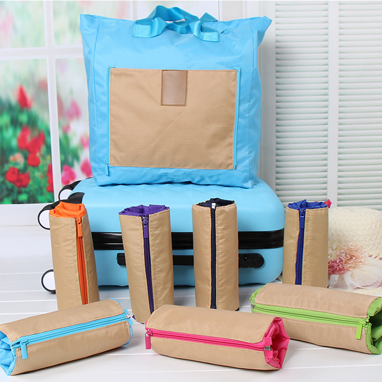 便携折叠购物袋 帆布手提旅行袋 大容量单肩行李包