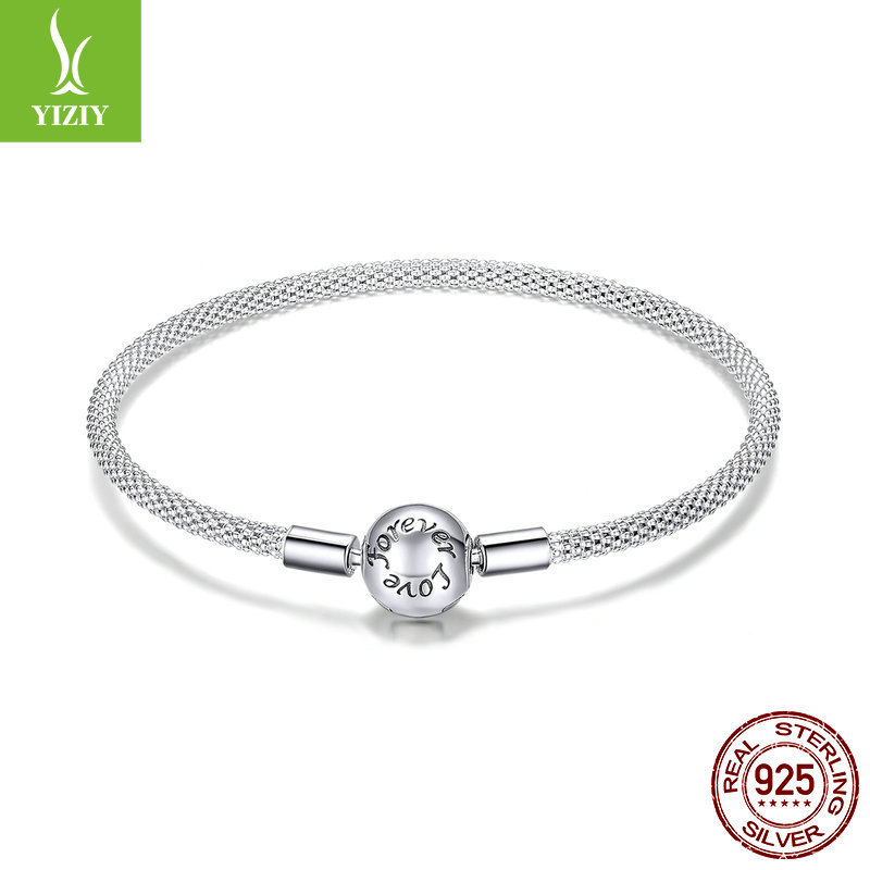 Silver Ziyun S925 Silver Bracelet for Women Eternal Love K-Style Simple Fashion DIY Basic Single Bracelet Scb105