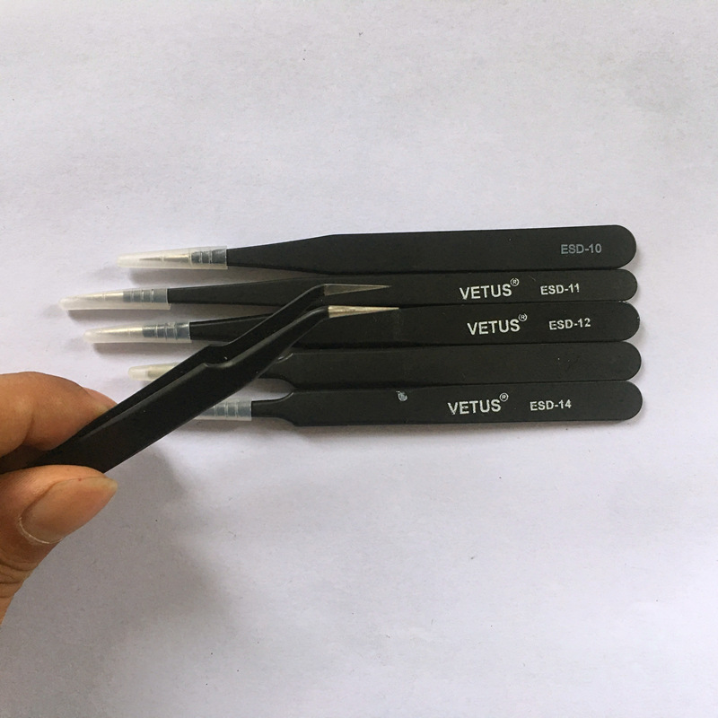 不锈钢精密ESD防静电镊子尖头弯头拆机电子维修工具燕窝挑毛夹子