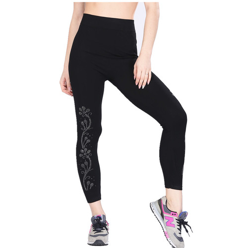 2018 Seamless High-Elasticity Embroidered Diamond Leggings Outdoor Sports Nine-Tenths Pants