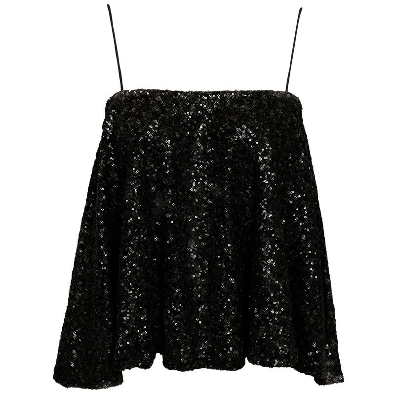 Black Sequined Strap Top 
