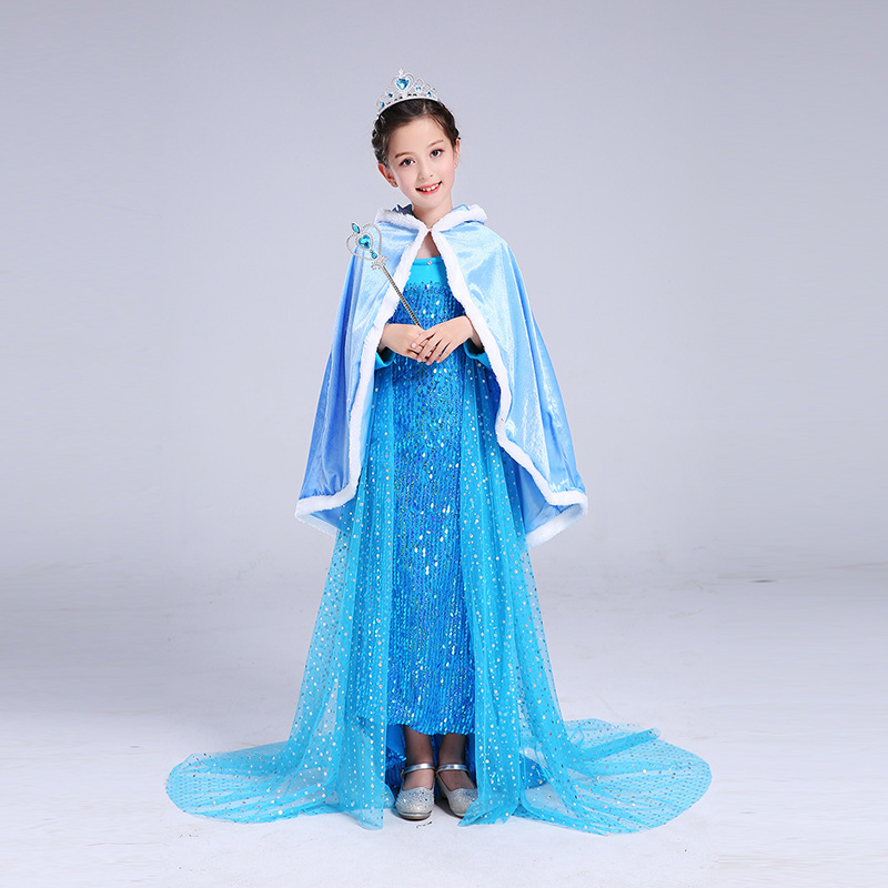 Christmas Ice Snow Enchanted Princess Skirt with No Pouring Sequins Thickening Down for Autumn and Winter Girls'_voghion.com