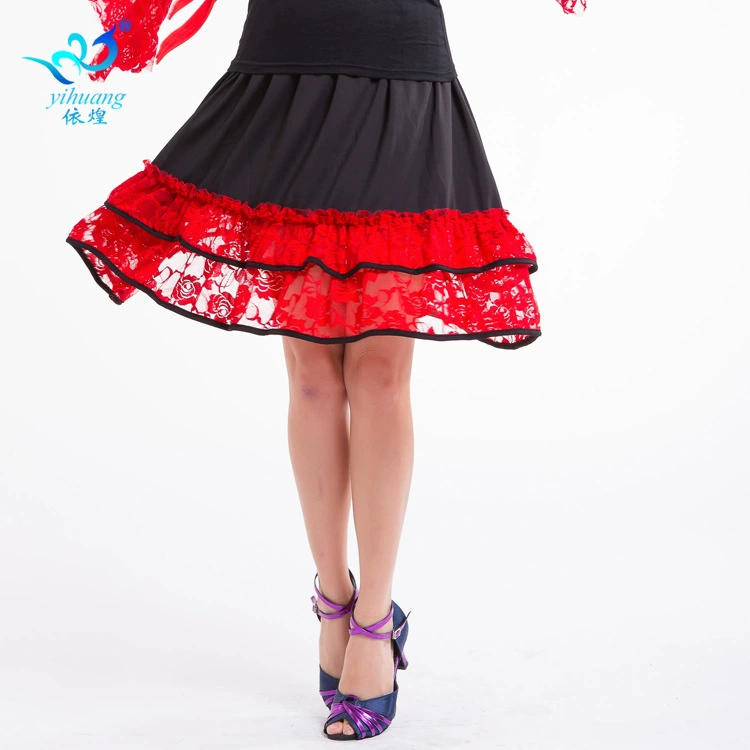 Юбка для бальных танцев кружевная юбка сценическая одежда командные соревнования для выступлений танцевальная юбка кружевная юбка большие качели юбка