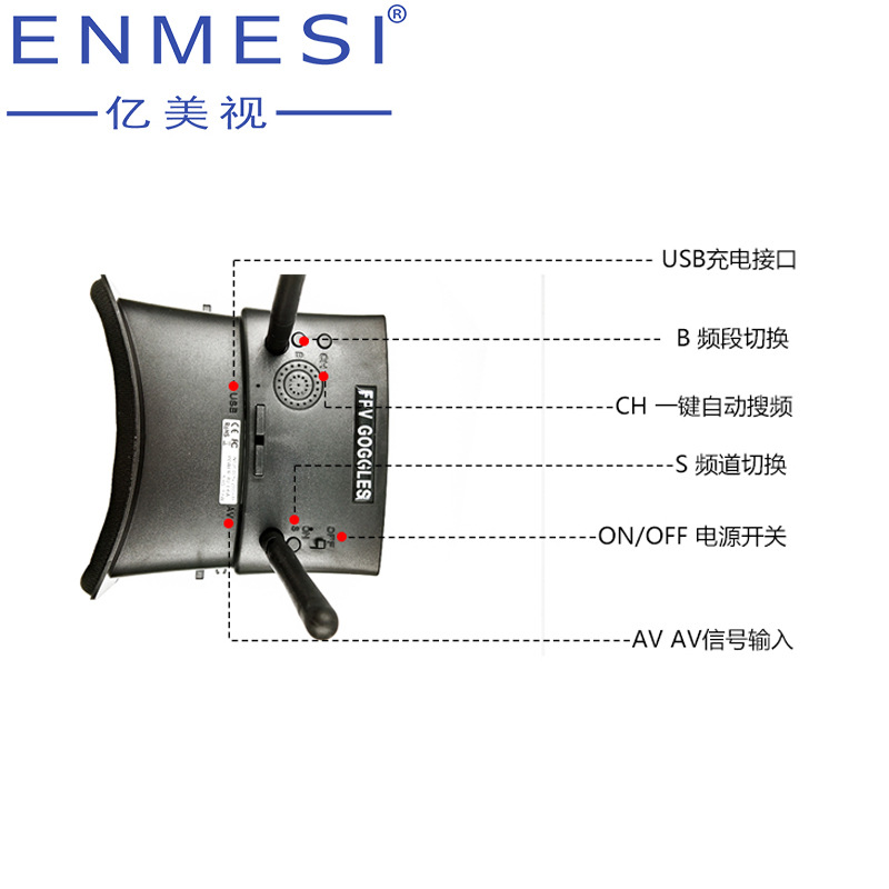 FPV视频眼镜5.8G分级双接收48频段高清5.8接收头戴显示器2018新款