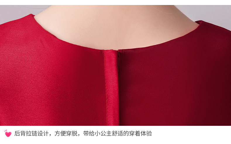 Kinder kleid Frühling neue rote Pongee Rock kleine Host Klavier Kleid Mädchen Prinzessin Kleid – Detail 10