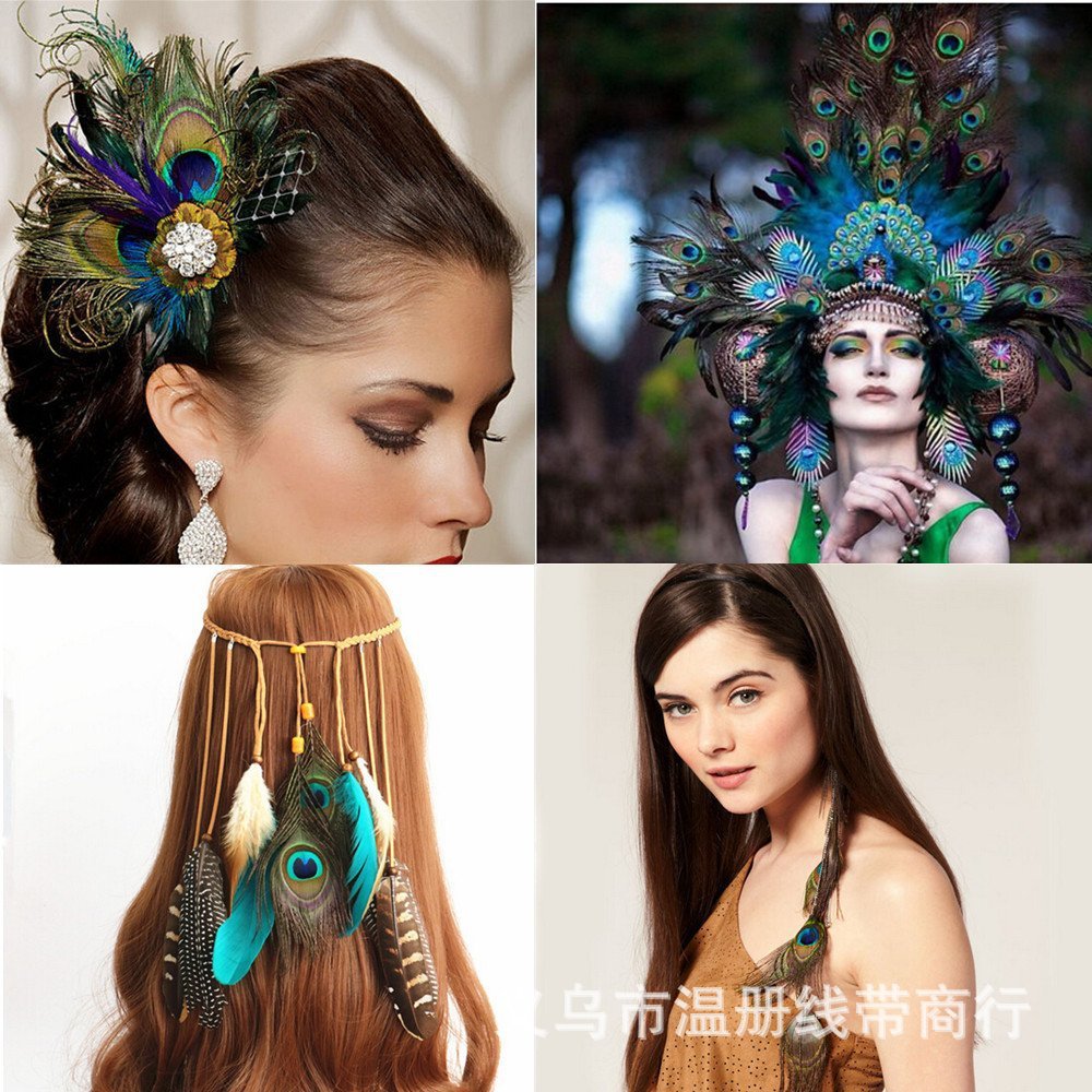 温册羽毛现货大量销售孔雀毛70-80cm印度天然兰孔雀开屏尾加长详情图18