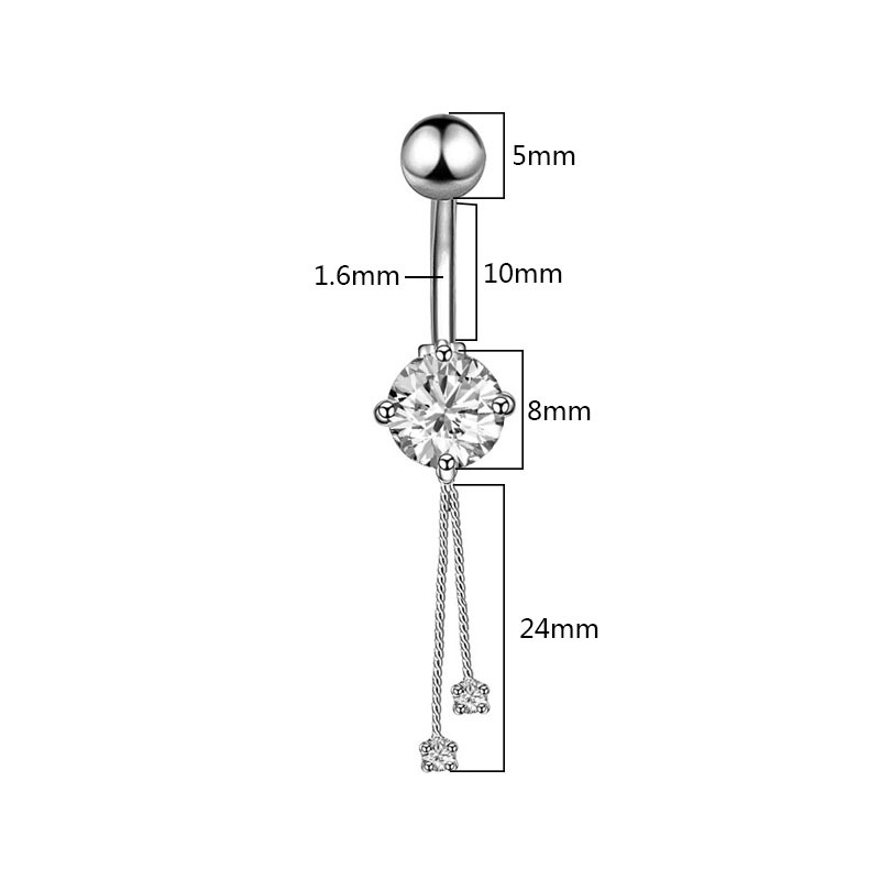 Simple Style Water Droplets Flower Butterfly Stainless Steel Inlay Zircon Women's Belly Ring display picture 4