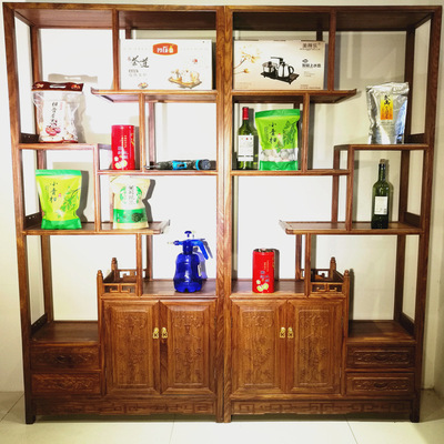 刺猬紫檀现代中式原木色多宝阁红木书架书柜 博古架组合厂家直销|ru