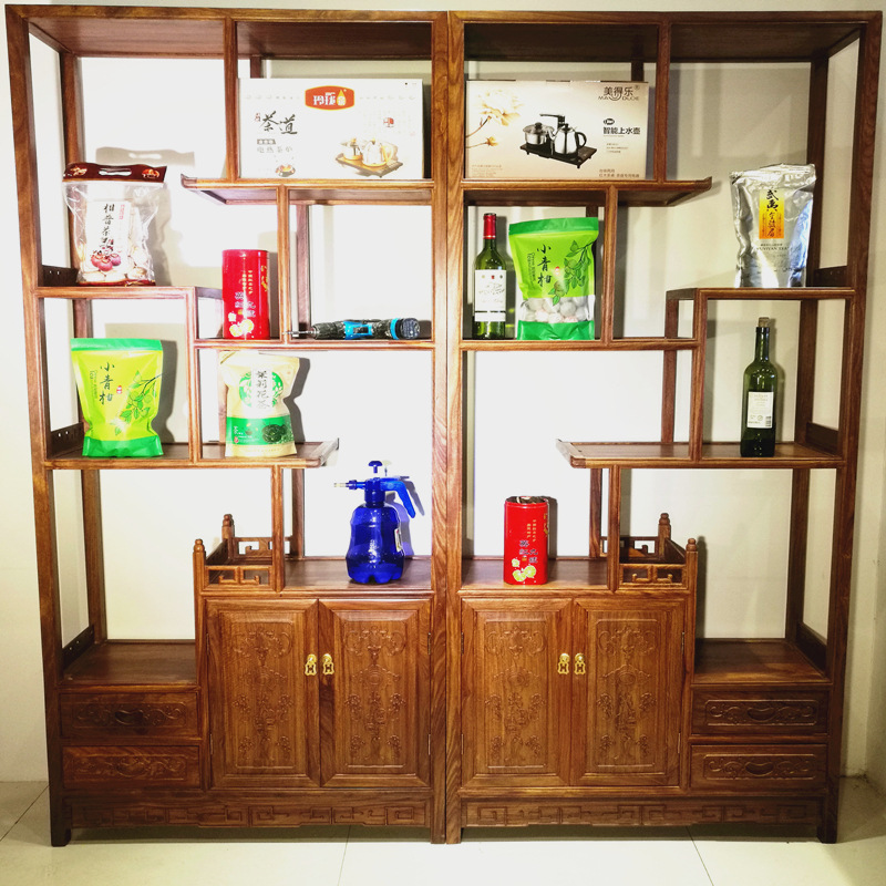 刺猬紫檀现代中式原木色多宝阁红木书架书柜 博古架组合厂家直销|ru