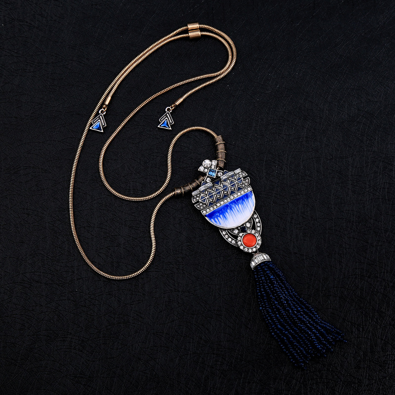 National Fashion Ethnic Style Long Necklace Fashion Bohemian Hipster Matching Sweater Chain Elegant Graceful Necklace Wholesale display picture 9