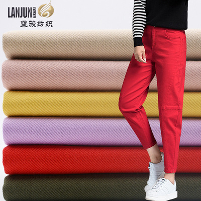 精梳斜纹纱卡洗水棉布料外套夹克面料现货供应女士直筒牛仔裤面料