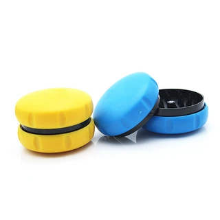 跨境新款塑料汉堡磨烟器 60mm2层糖果色圆形研磨器herb grinder