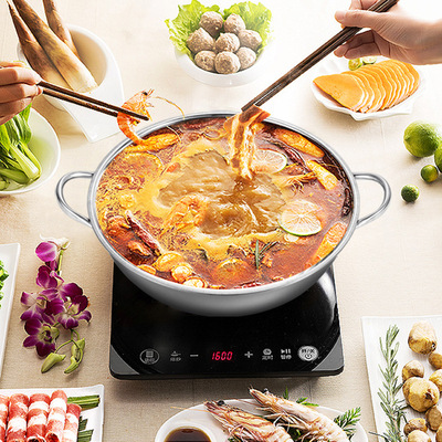 Stainless steel pot Clear pot Hot Pot Soup pot household Electromagnetic furnace currency With cover