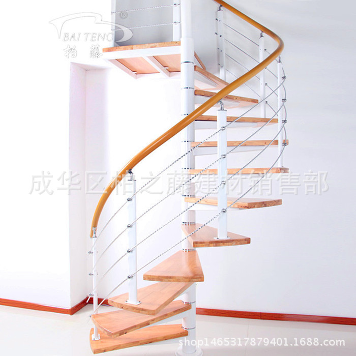 厂家直销钢木楼梯、旋转钢木楼梯定制、旋转整体楼梯一站式服务