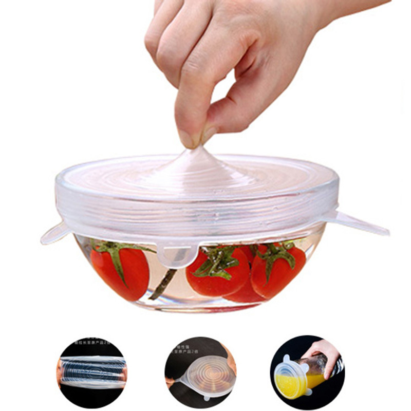 2018年热销 家用多功能强力拉伸密封盖食品级硅胶保鲜盖6件套