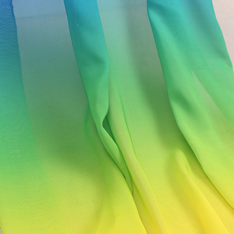 Fabricantes de primavera y verano de tela de chiffón impresión gradiente de posicionamiento impresión tela de moda de baile tela de ropa