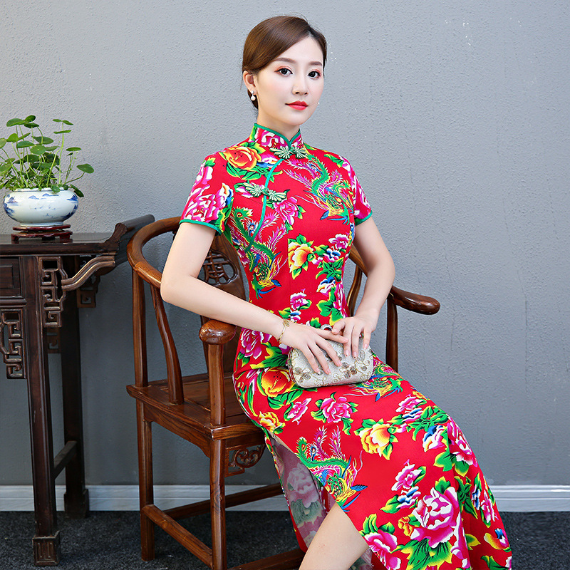 Cheongsam performance dress large size show long dress female nationality