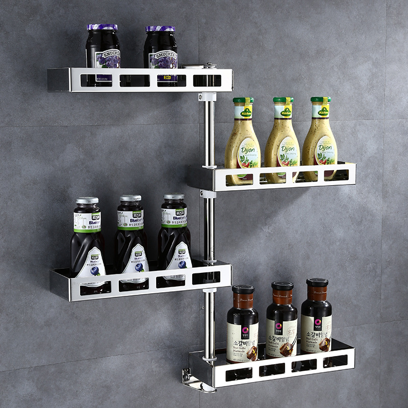 厂家直销不锈钢转角架免打孔旋转收纳挂件调料调味品置物壁挂批发