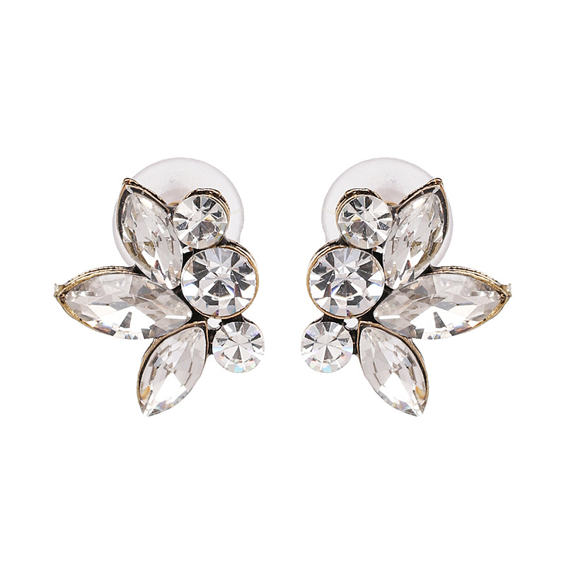 new style leaf diamond stud earrings