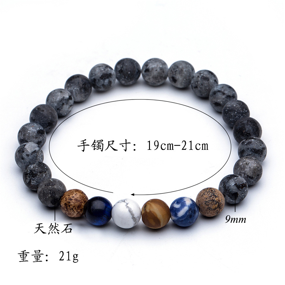 simple natural stone transparent stripes round bead bracelet
