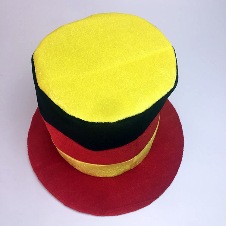 2018 Rusia Copa Mundial de productos del ventilador. Sombrero Alto Alemán. Ventilador de tres colores de sombrero alto. Sombrero de Carnaval a juego de colores