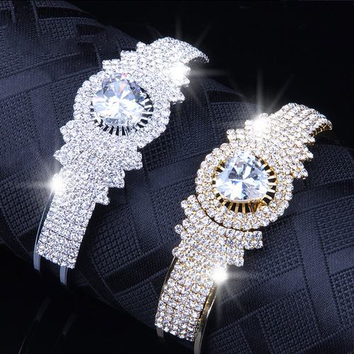 Brand New Zirconia Full Diamond Stainless Steel Open Bracelet, Women's Korean Style Accessory, New Arrival on E-commerce