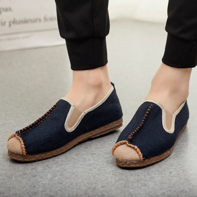 批發老北京複古布鞋春夏新款帆布拼接中國風民族風牛筋底男士單鞋