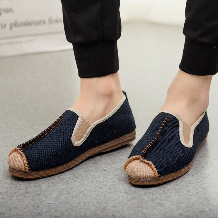 批發老北京複古布鞋春夏新款帆布拼接中國風民族風牛筋底男士單鞋