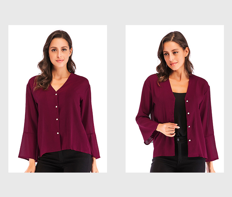 single-breasted long sleeve blouse  NSJR33324