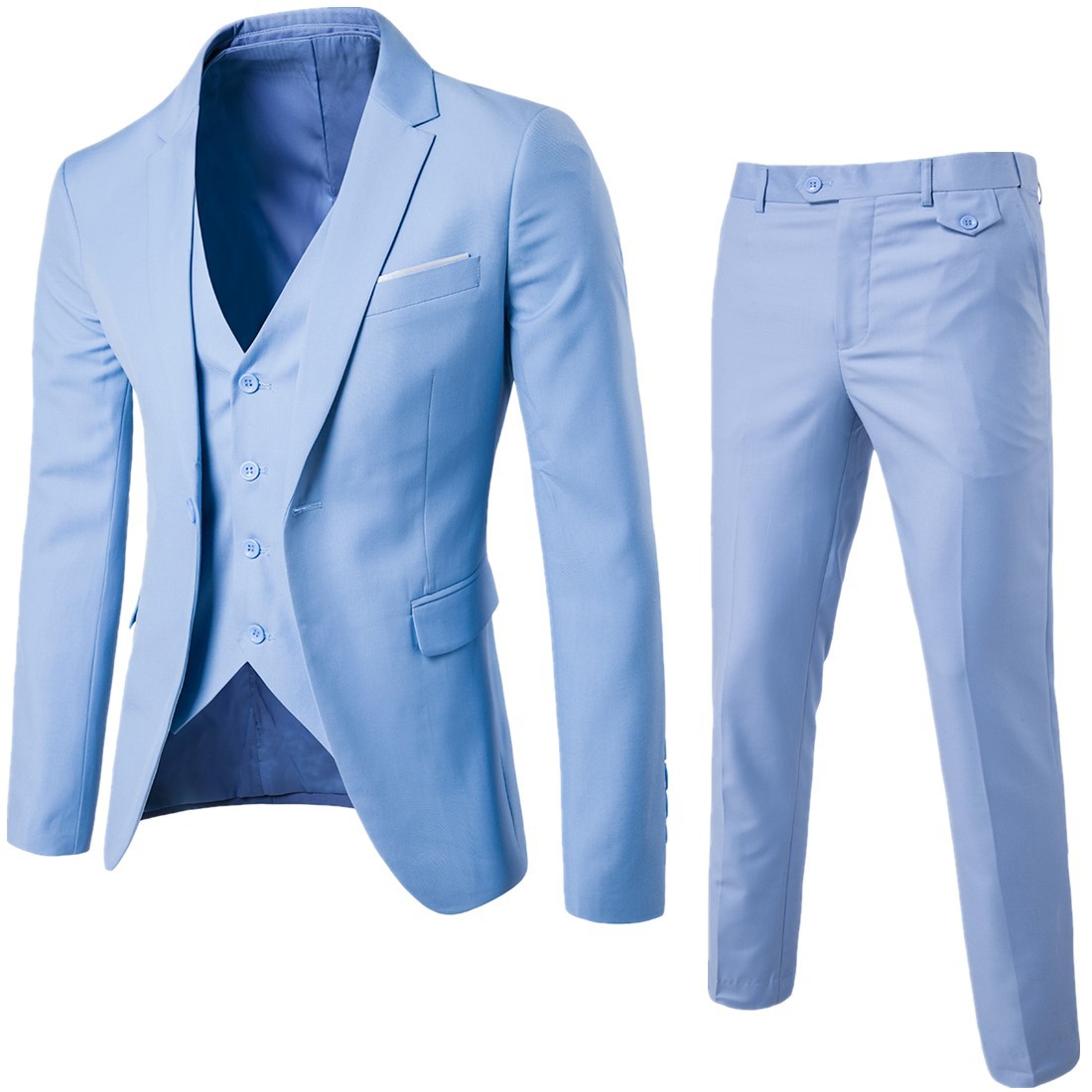 Spring and autumn new men's business and leisure suit three piece solid color large bridegroom best man Wedding Suit Dress