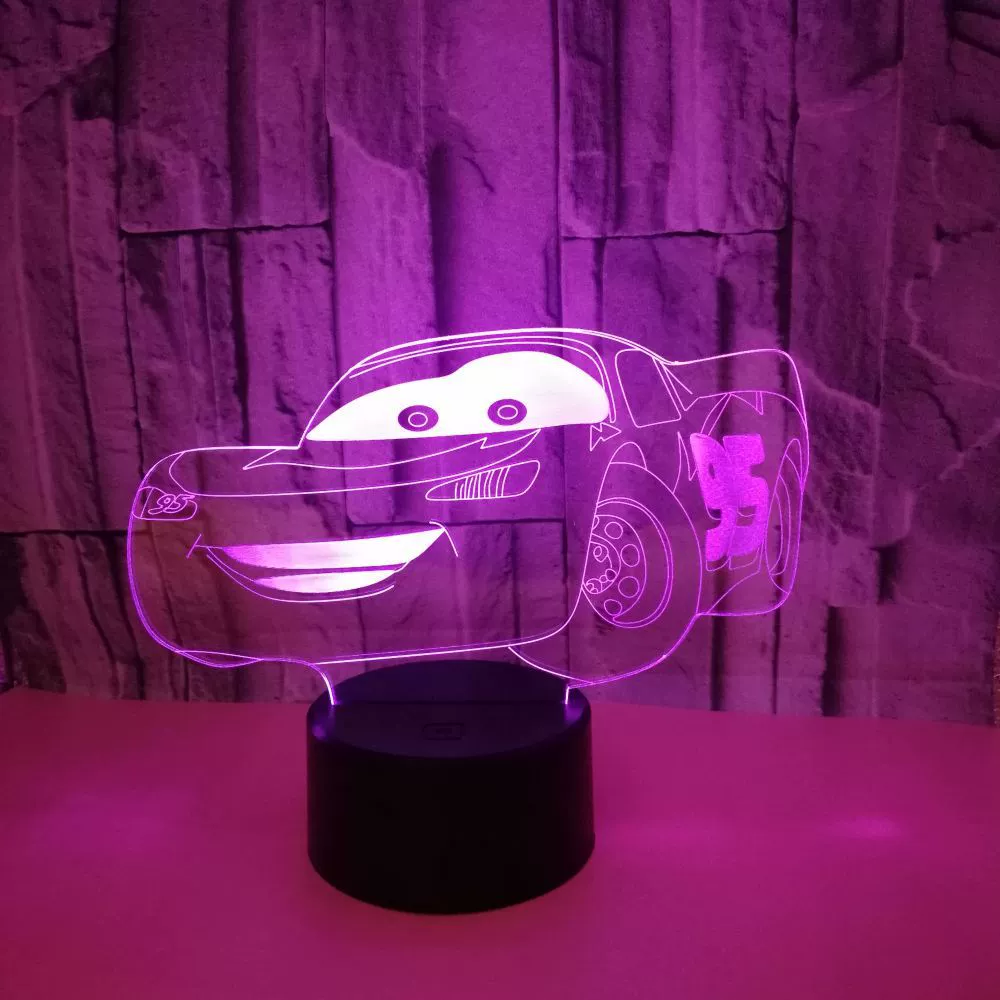 3D LED racing car table lamp, gradient RGB, touch or remote, USB 3W
