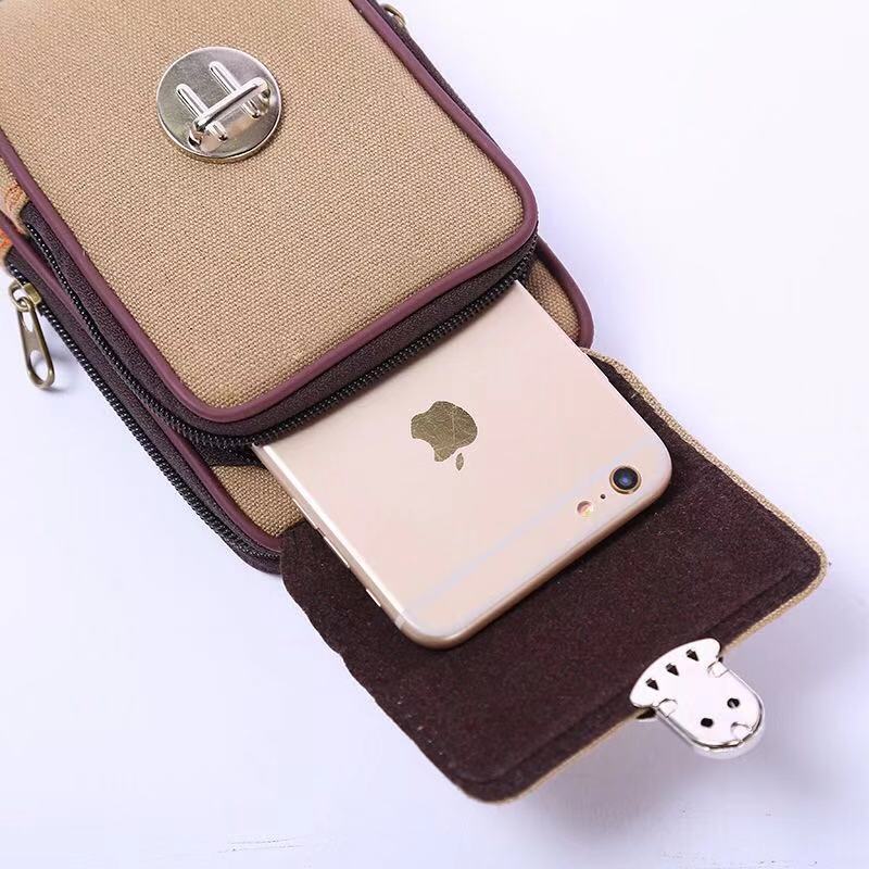 Multi-Function Interlock Horizontal Leisure Hanging Bag Men's Mobile Phone Bag Wear Belt Belt Belt Canvas Wear-Resistant Manufacturers Wholesale undefined