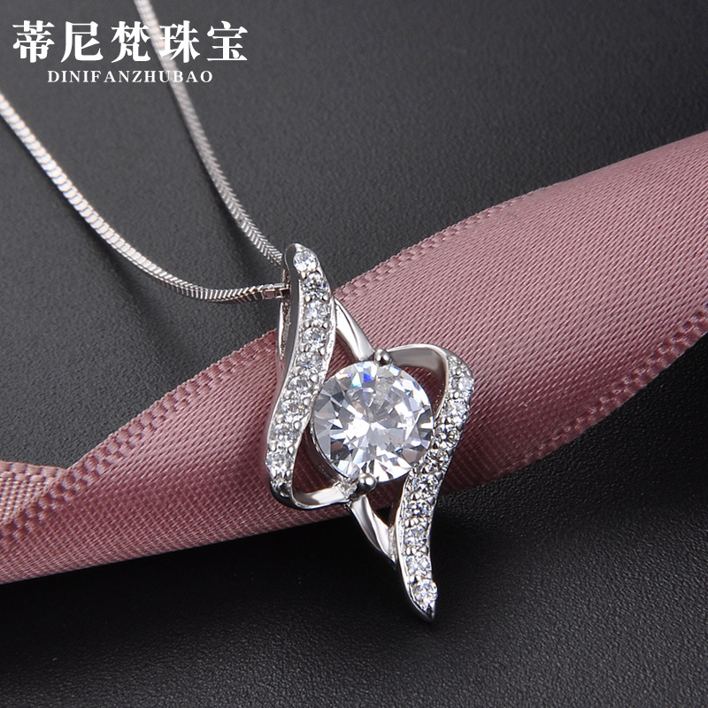 Multi-color ZIRCON collar de plata 925 joyería de moda clásica de las mujeres al por mayor colgante accesorios fuente fabricante